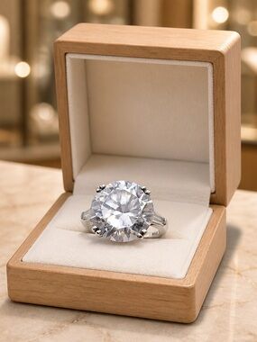 Size. 7.5 Classic Solitaire Large-Cut CZ gemstone 925 Sterling Silver Ring